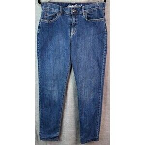 Eddie Bauer Women's Flannel Lined Boyfriend Fit Jeans Size 6 Medium Blue